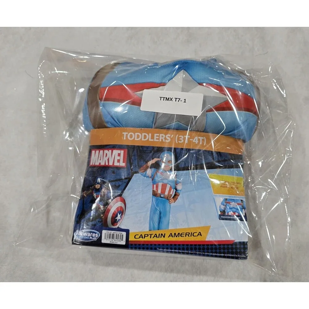NEW - Captain America Marvel Toddler Halloween Dress Up Costume Size 3T 4T